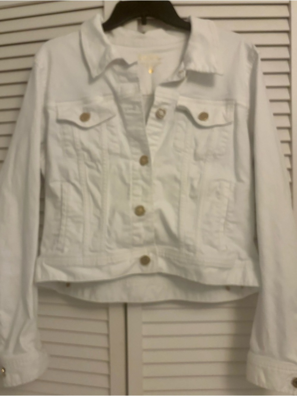 Lilly Pulitzer White  Denim jeans Jacket - gold  Button-Front sz L/XL